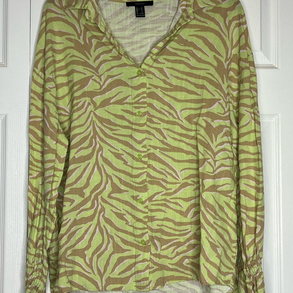 Green Zebra Print Blouse